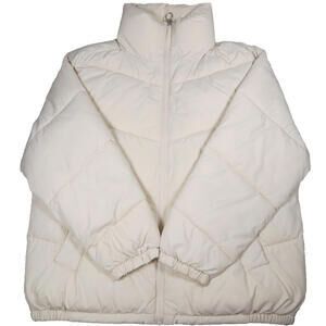 Hollister Puffer Ladies Ivory Drawstring Hem Full Zip Size Medium Winter READ